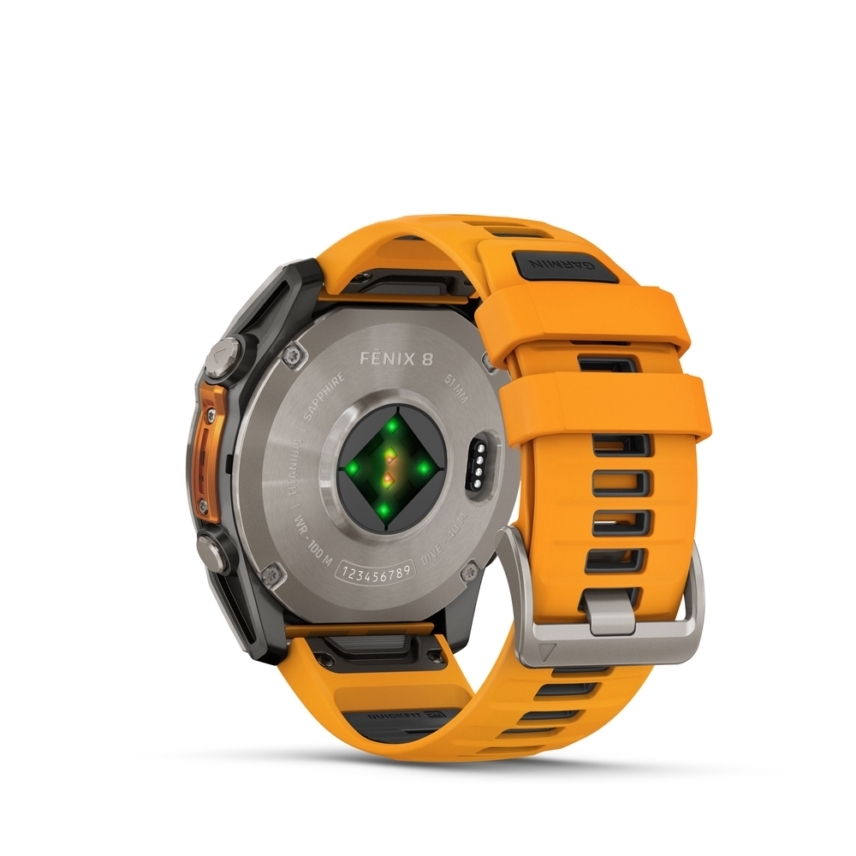 Fenix8-51-Titanium-SparkOrange-Rear