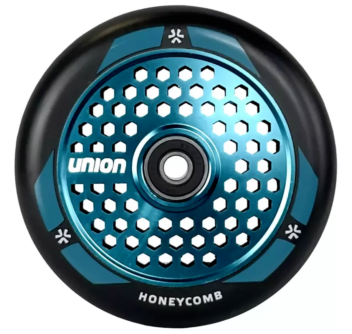 union-honeycomb-pro-scooter-wheel-110mm-black-polished-teal-velohunt